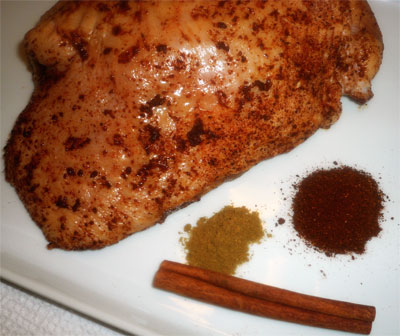 Spice rubbed turkey thigh, cinnamon, cumin and chile powder