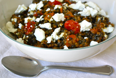 Lentil and Chevre Salad with Thyme Roasted Tomatoes | Black Girl Chef's Whites