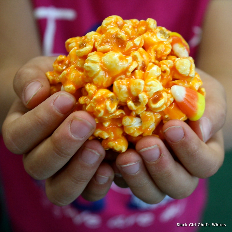 Candy Corn Popcorn Balls | Black Girl Chef's Whites