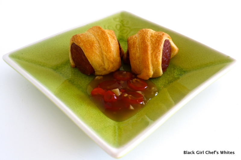 Chinese Lap Cheong Sausage Pigs in a Blanket | Black Girl Chef's Whites