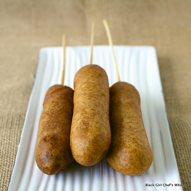 Spicy Hot Link Corn Dogs | Black Girl Chef's Whites
