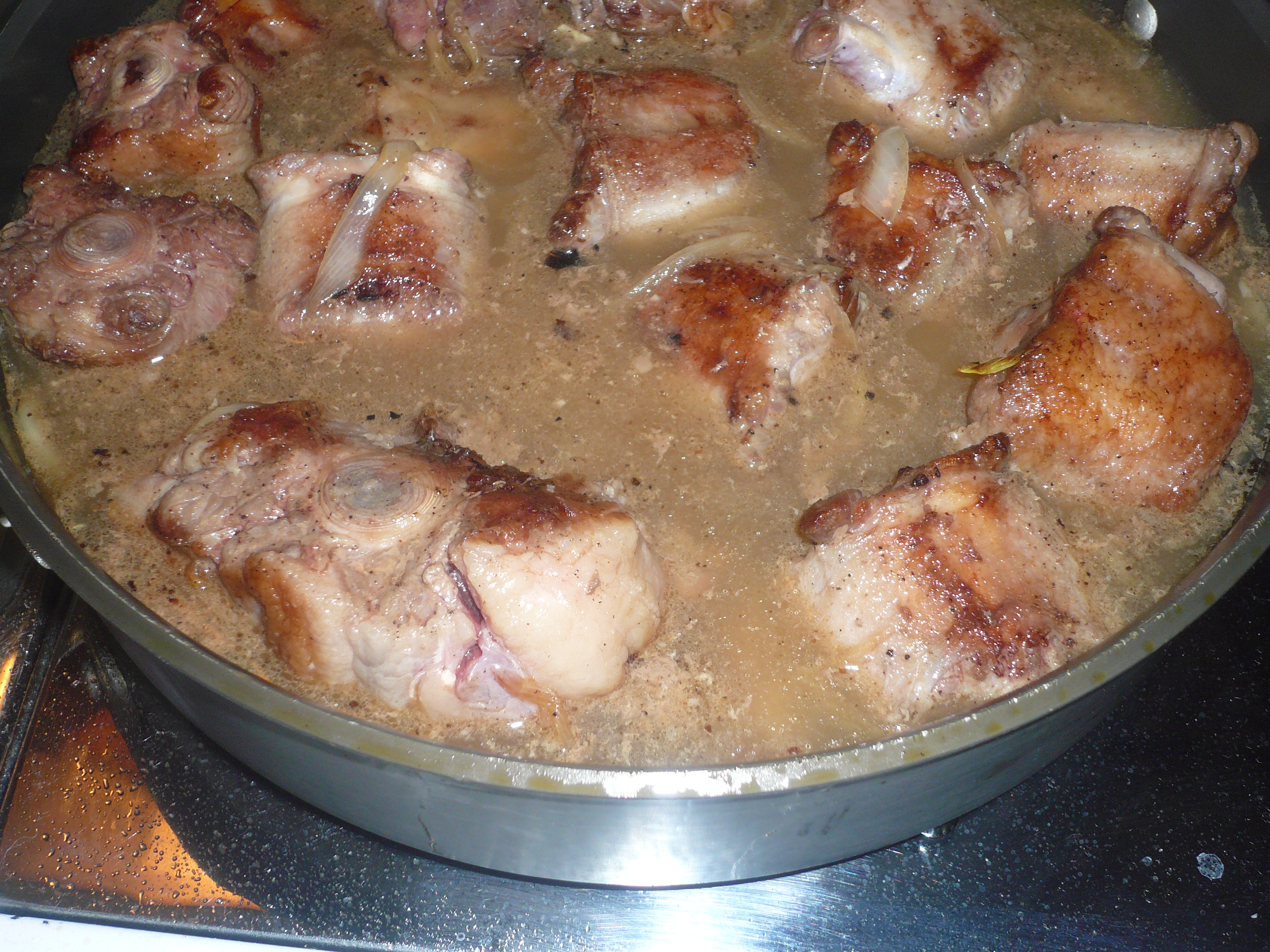 Braising the oxtails