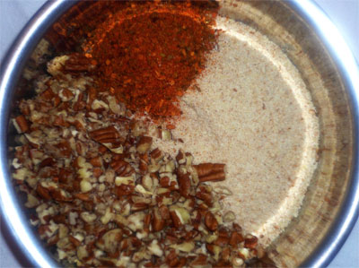 Breadcrumbs, pecans and cajun seasoning