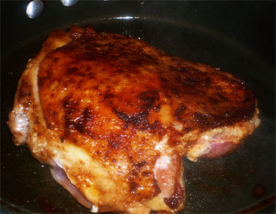 Good carmelization on the turkey thigh