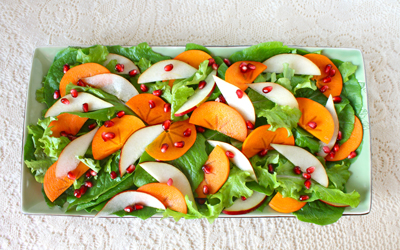 Organic Persimmon, Red Bartlett Pear and Pomegranate Salad