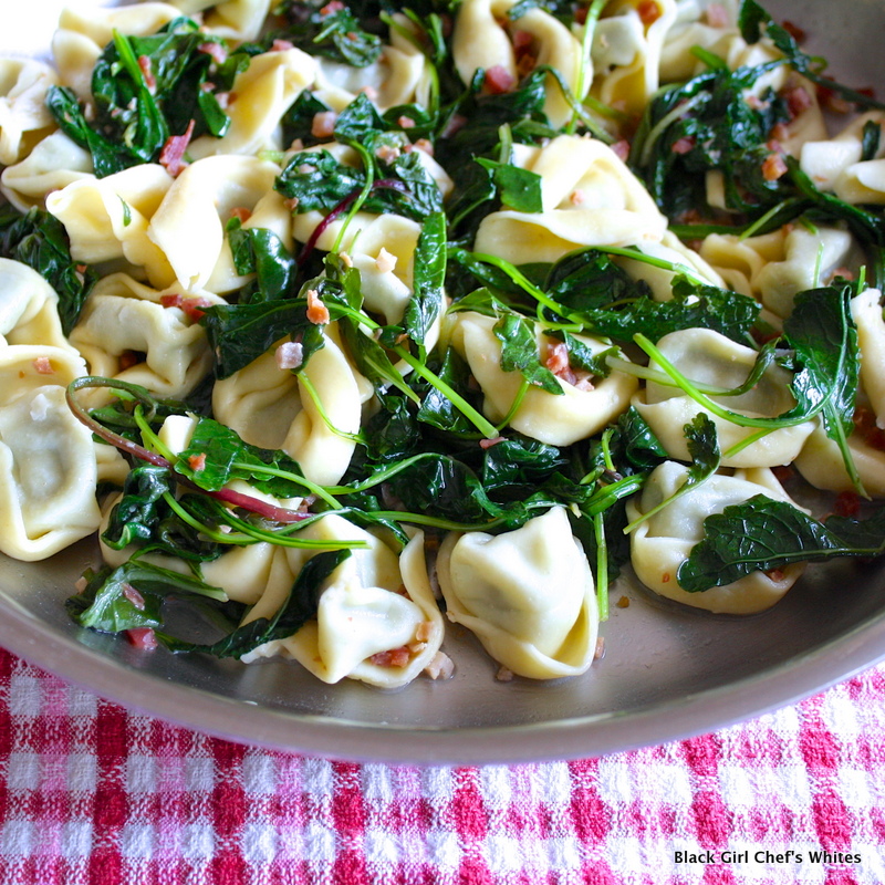 Tortelonni with Pancetta and Greens | Black Girl Chef's Whites