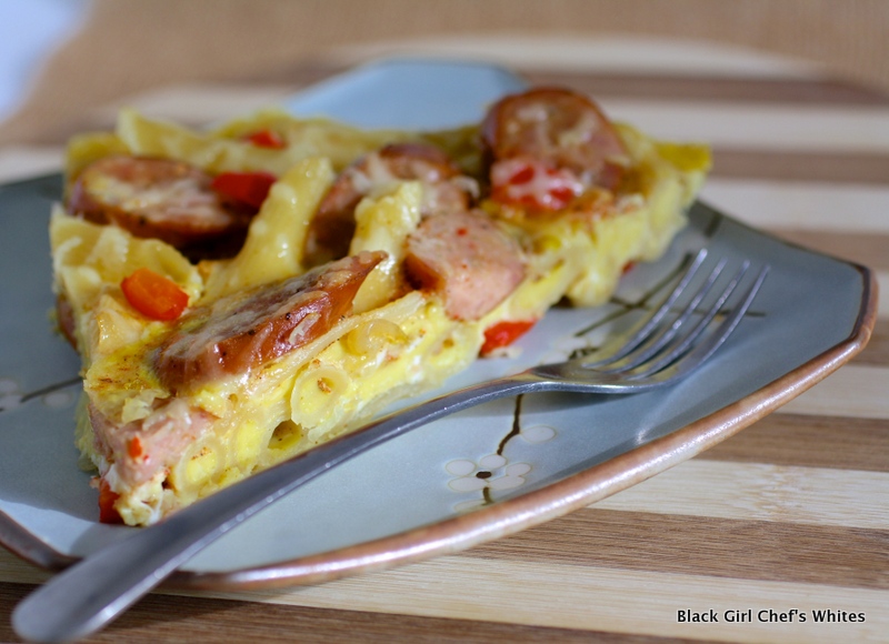 Three Cheese Italian Style Sausage and Penne Frittata | Black Girl Chefs Whites