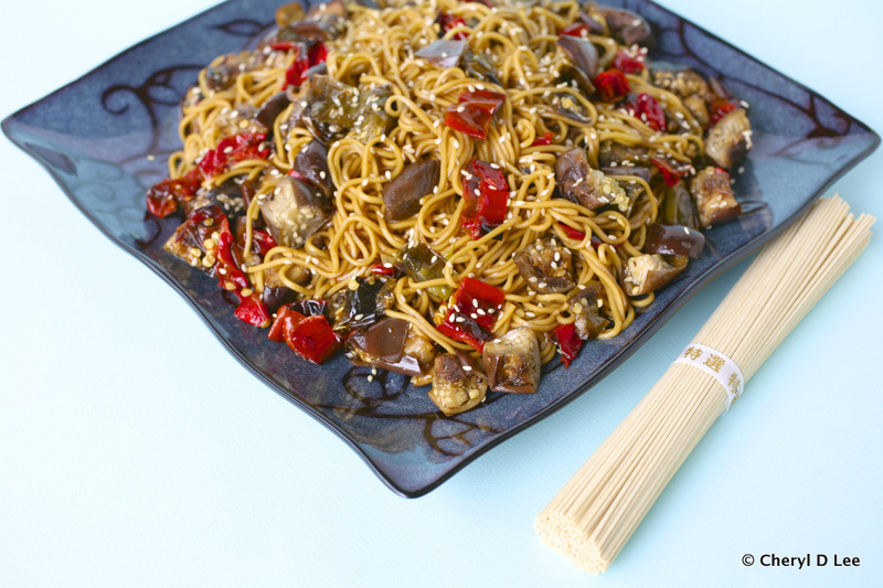Ramen Salad with Roasted Eggplant and Shishito Peppers | Black Girl Chef's Whites